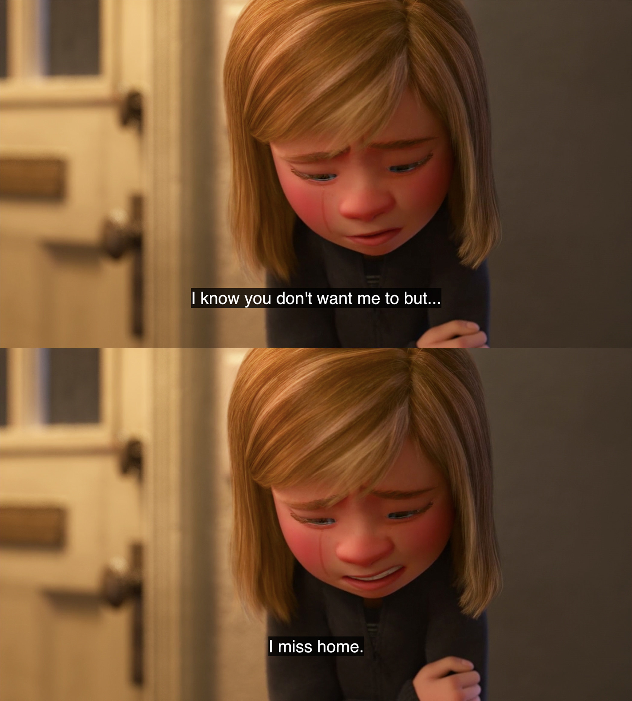 Riley tells her parents that, even though she knows they don&#x27;t want her to, she misses home