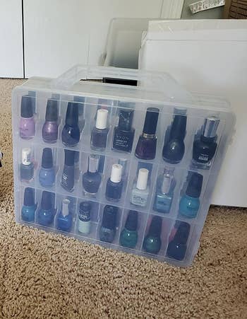 same reviewer now with the bottles organized in a clear carrier case