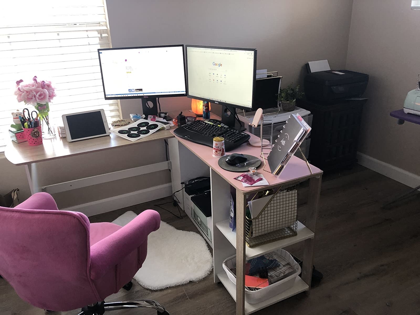 Pink l 2024 shaped desk