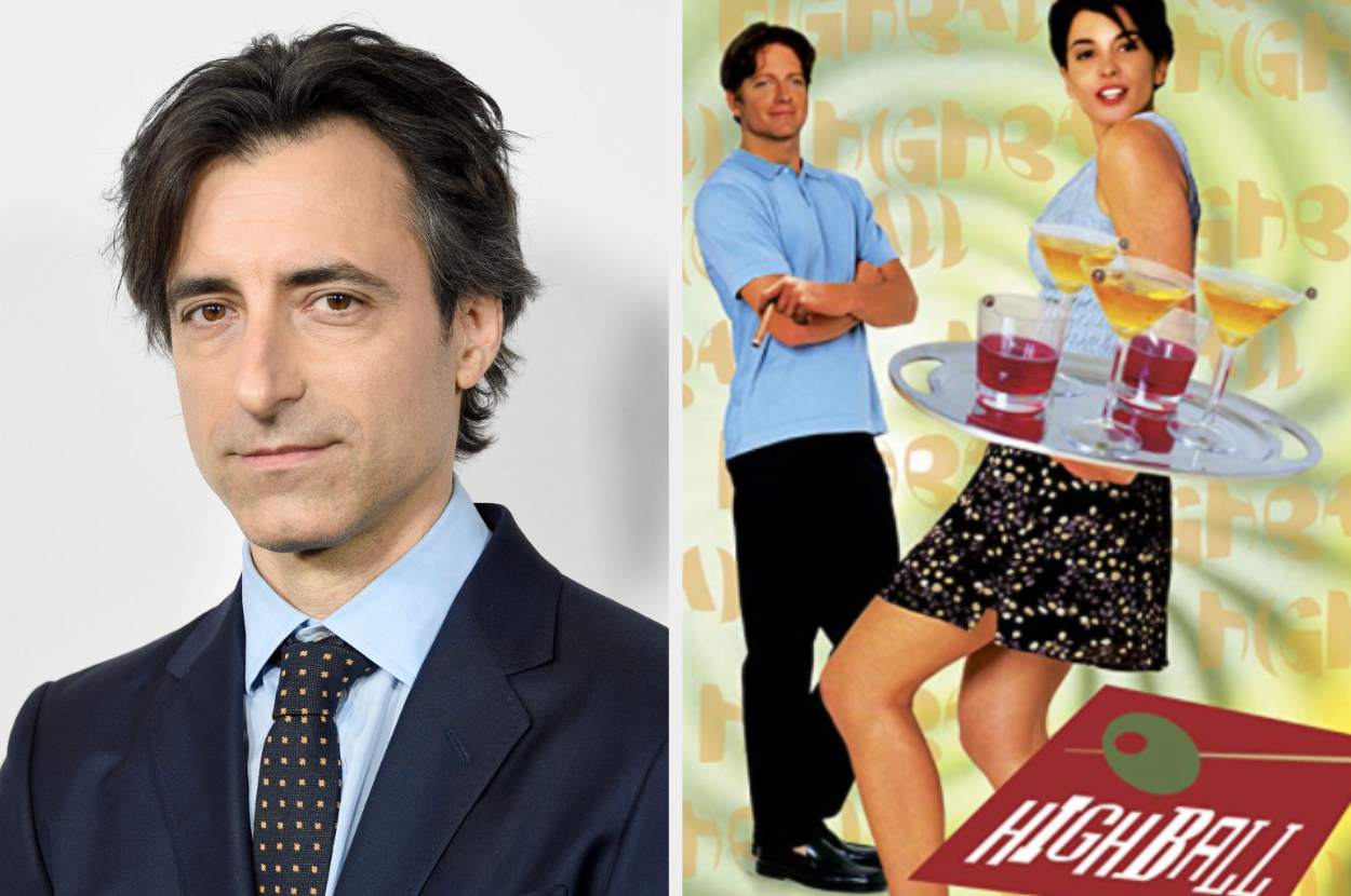 Noah Baumbach next to the movie poster for &quot;Highball&quot;