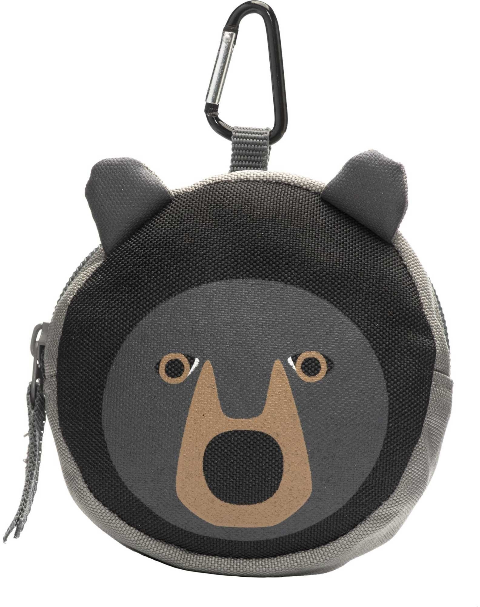 a circular zip pack with the face of a bear
