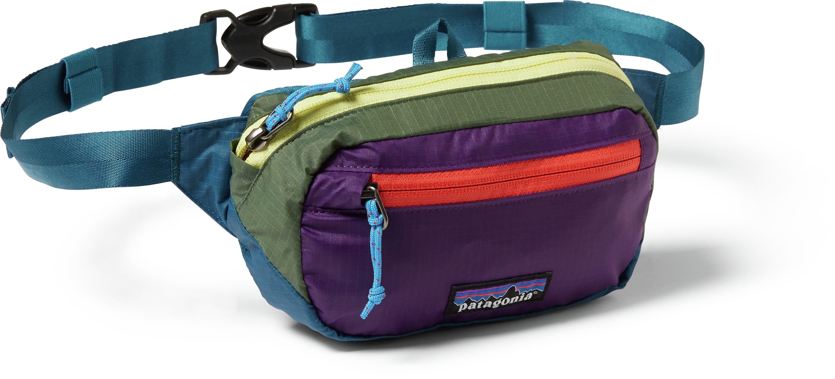 a patagonia multi-colored fanny pack