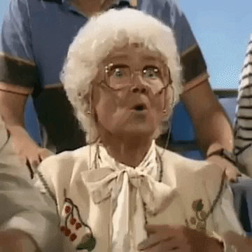 Estelle Getty from Golden GIrls looks stunned and says &quot;what a hit!&quot;