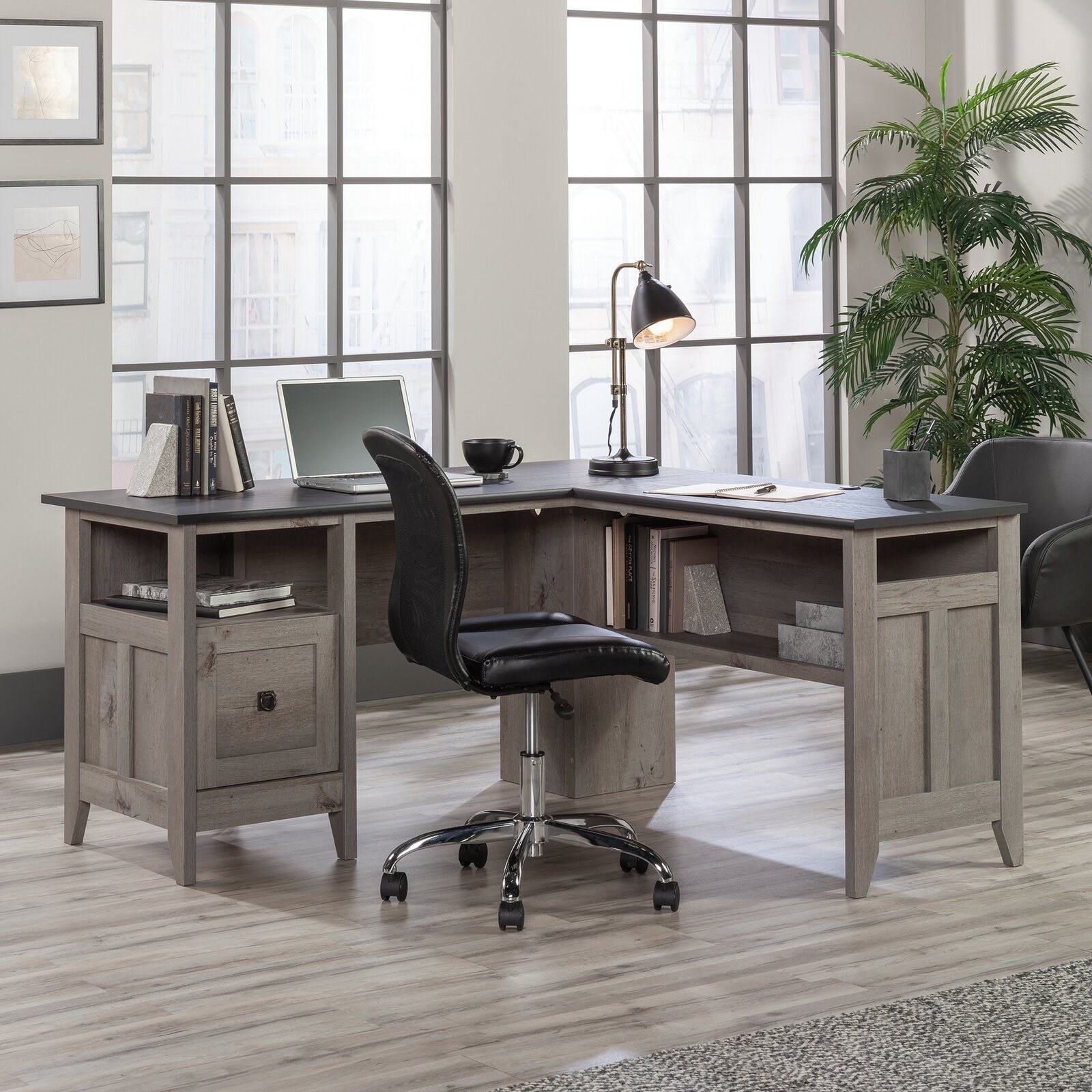 l shaped curve type home office desk