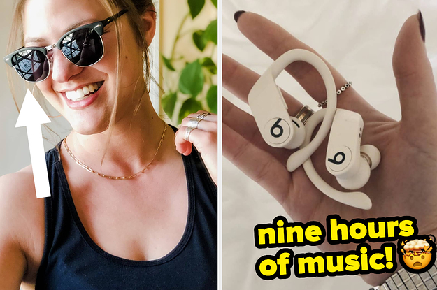A split thumbnail of sunglasses and earphones