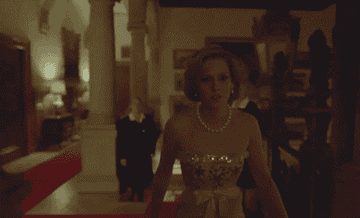 Princess Diana storming away from a holiday dinner