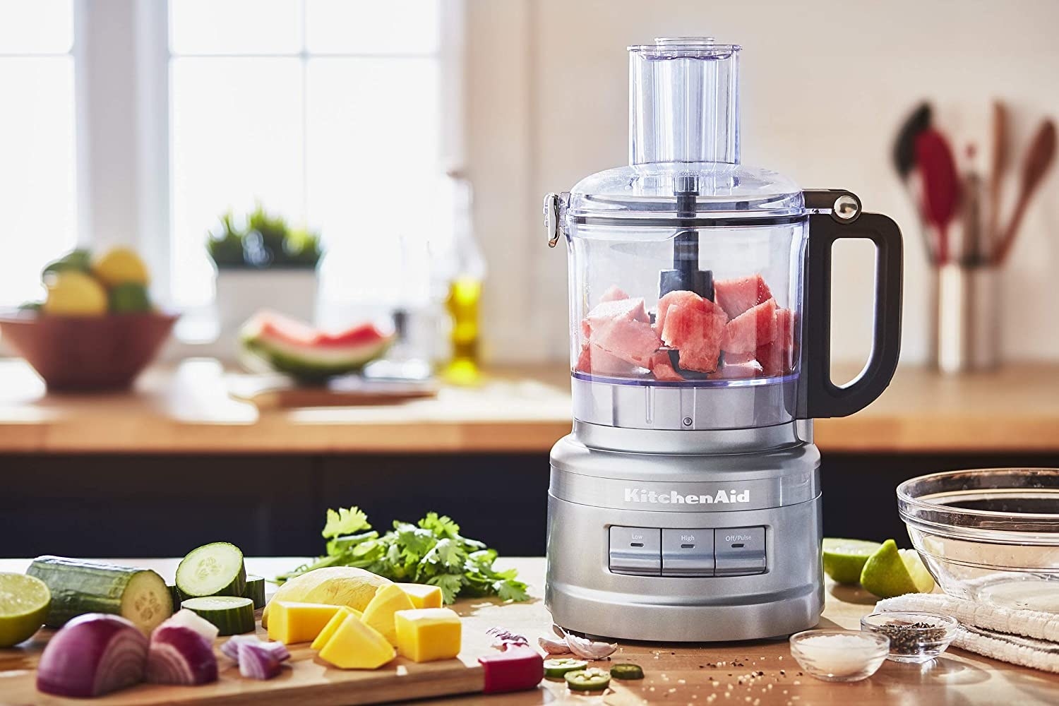 The food processor on a counter
