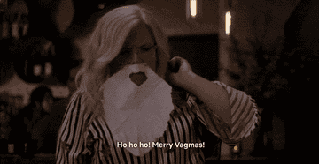 Woman in Wine Country saying &quot;Merry Vag-mas&quot;