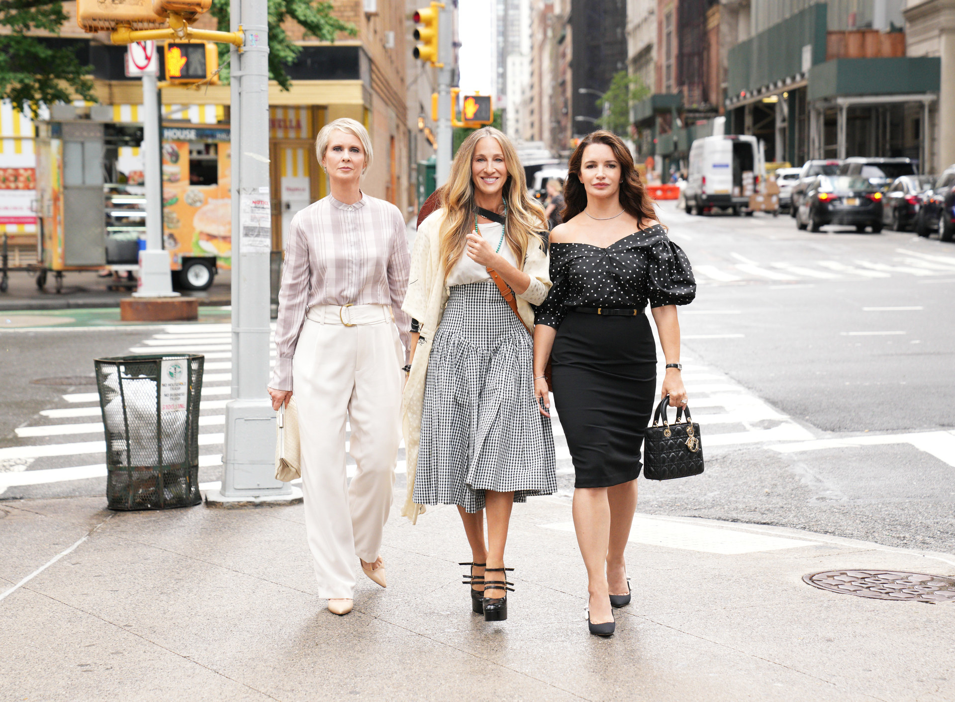 A promo image of Miranda, Carrie, and Charlotte in &quot;And Just Like That...&quot;