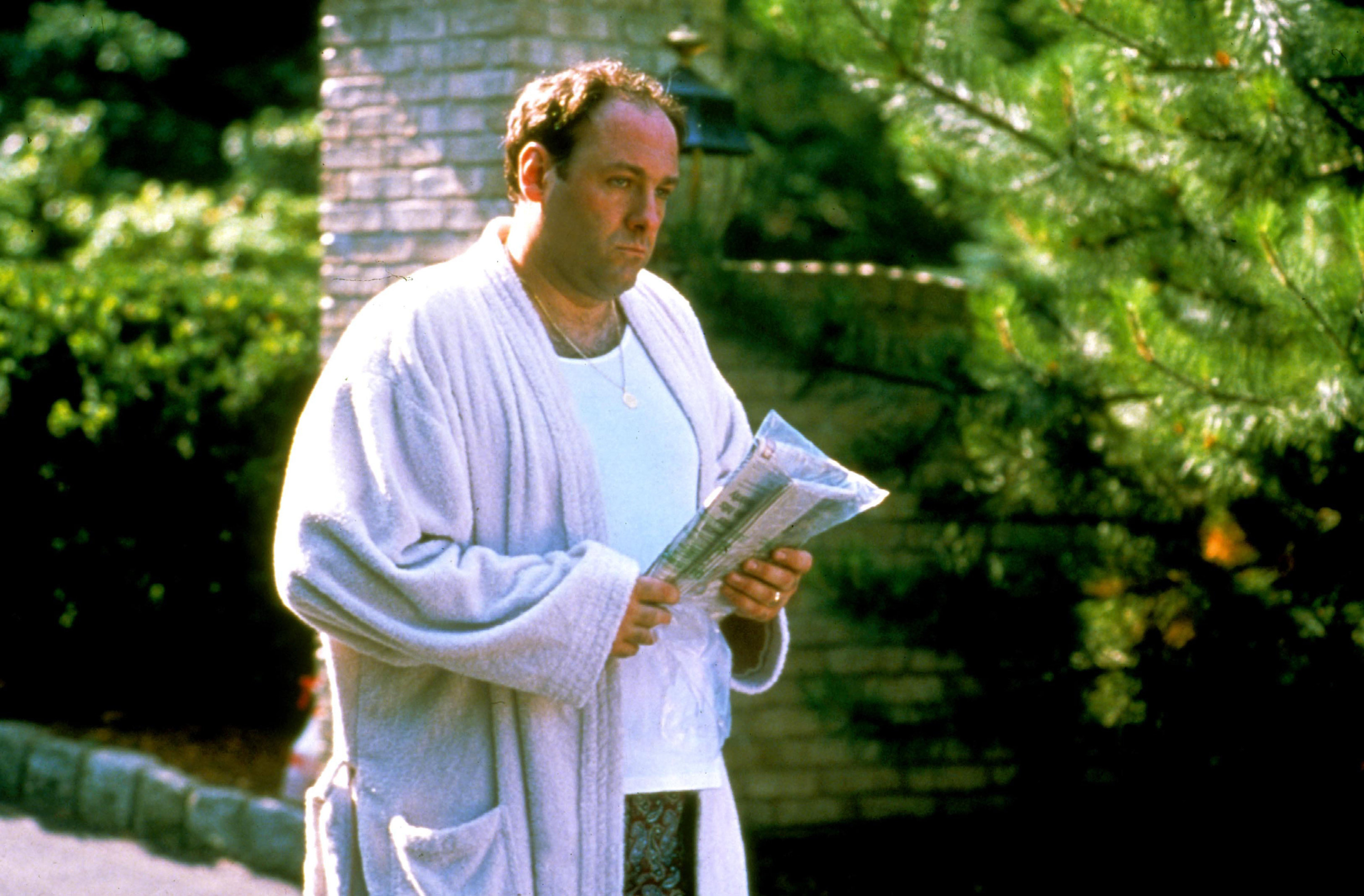 Tony Soprano walking in a bathrobe in &quot;The Sopranos&quot;