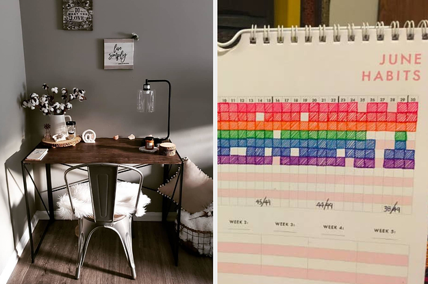 desk and habit tracker calendar