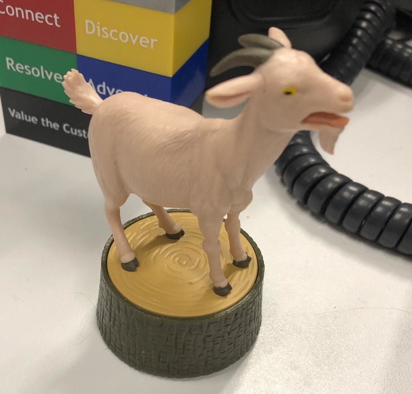 goat figure with button on rump