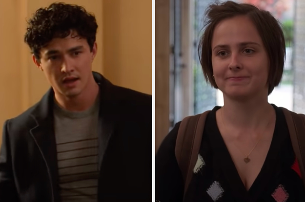 A character is on the left walking through a door and on the right through a hallway