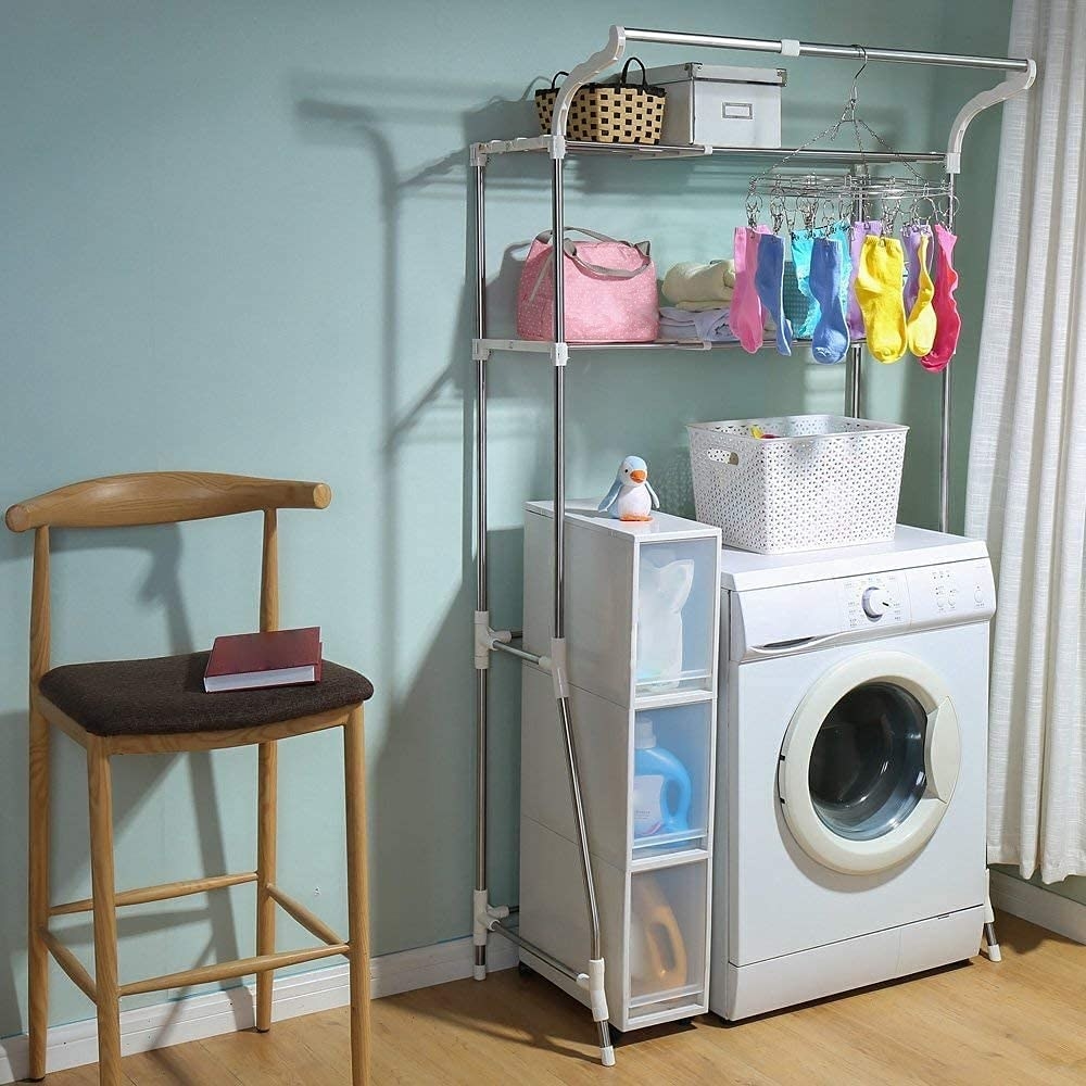 The utility rack placed over a laundry machine