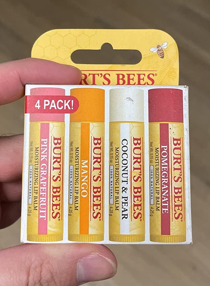Reviewer&#x27;s four-pack of Burt&#x27;s Bees chapstick