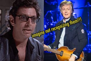 Jeff Goldblum and Paull McCartney with the caption "imagine not recognizing them"