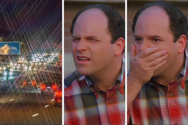 George Costanza squinting at astigmatism lights
