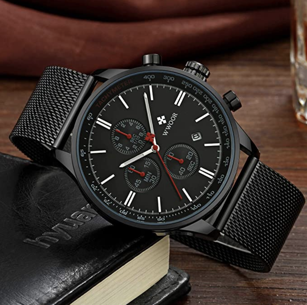 Reloj de pulsera con esfera de cuarzo negro