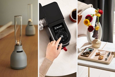 a sony glass speaker a keurig smart plus and a catch 3 charger and catch tray
