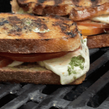 GIF of caprese sandwiches grilling