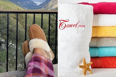 slippers and personalized towels