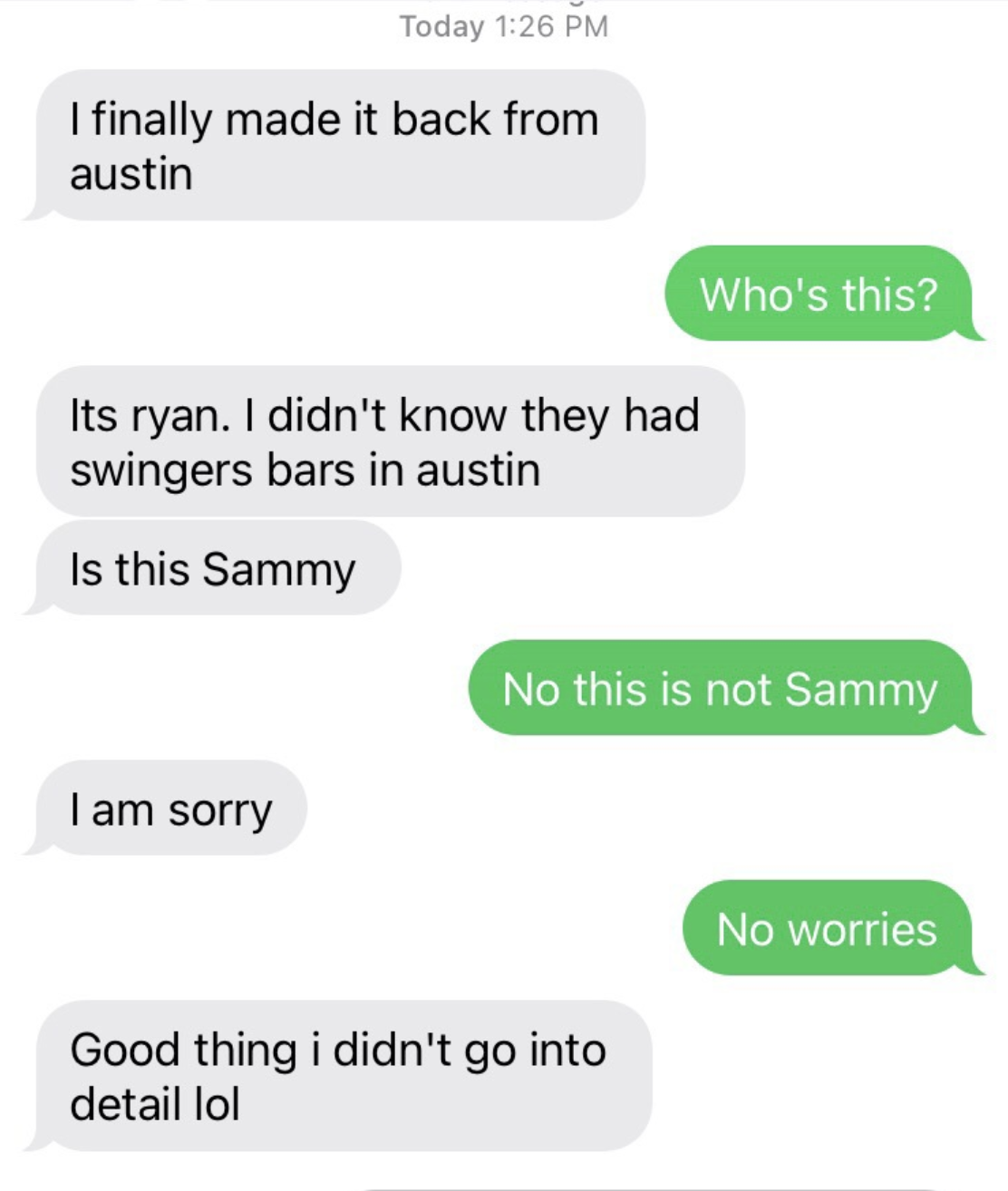 wrong number text of someone sharing details of swinging