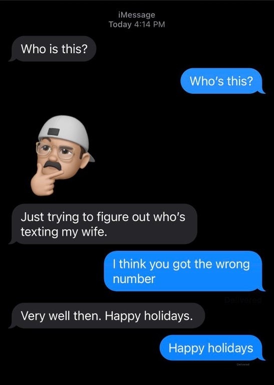 wrong number text of someone saying stop texting my wife