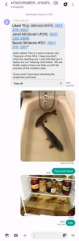 wrong number text of some sending funny pics to a HOA