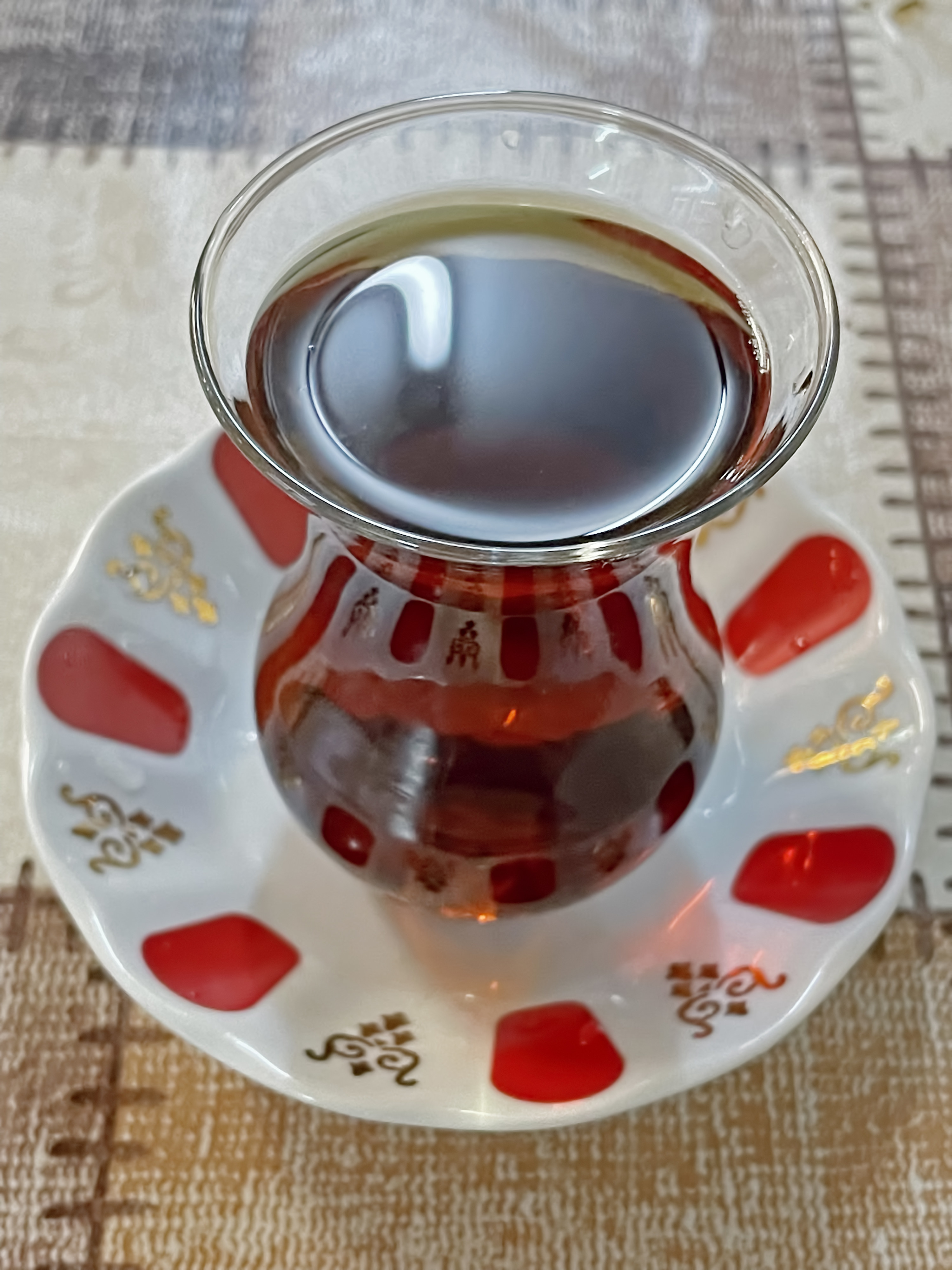 traditional turkish tea in glass cup