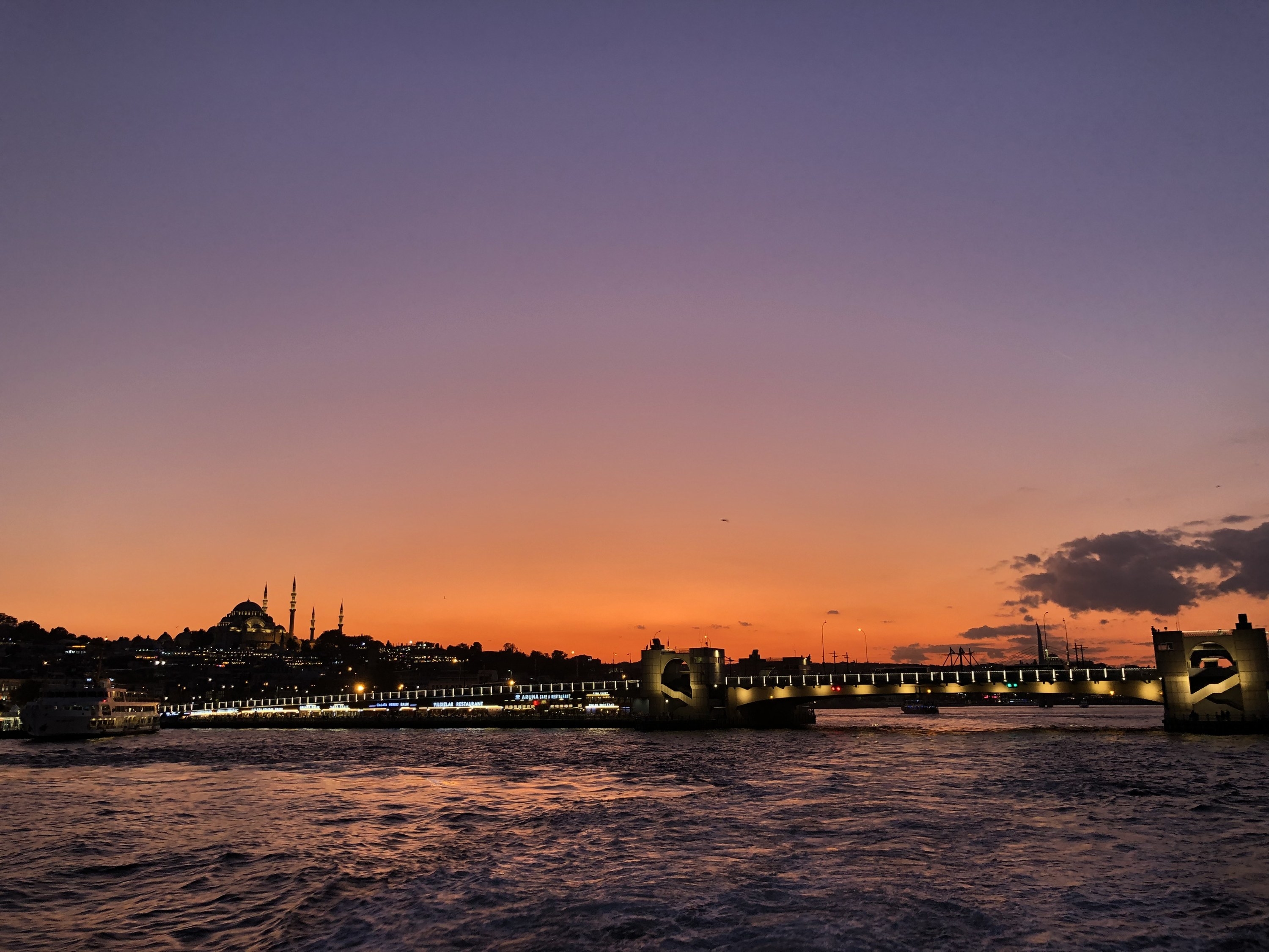 view of the Bosphorus at sunset