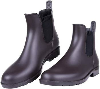 Pair of brown chelsea rain boots