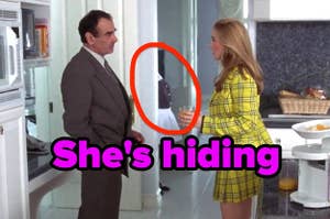 In Clueless, Cher's maid, Lucy, is hiding behind a wall while Cher talks to her dad