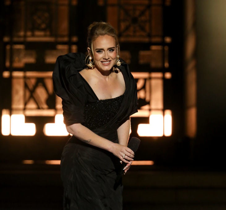 Adele onstage smiling