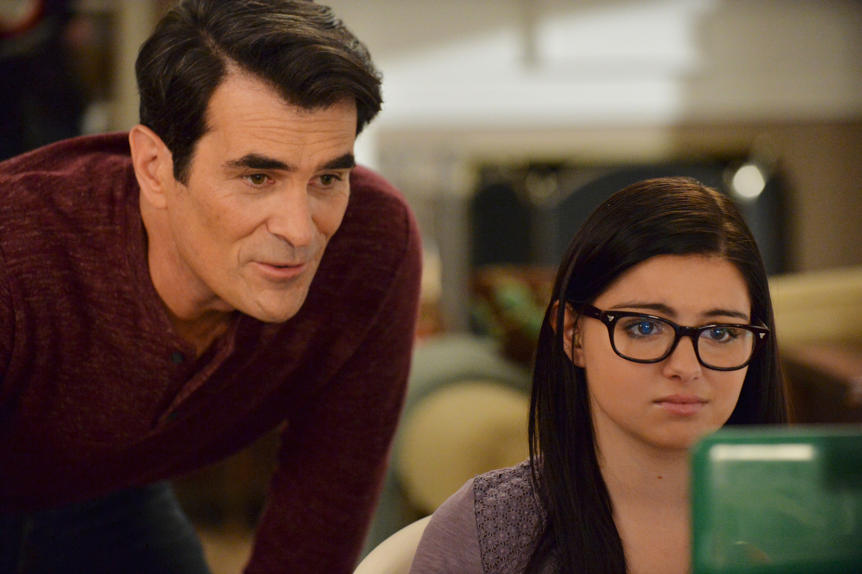 Ariel as Alex Dunphy with her dad Phil Dunphy standing beside her