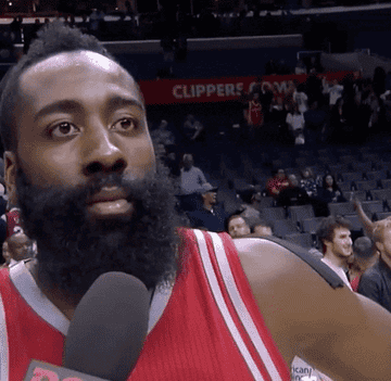 James Harden side-eyeing a reporter