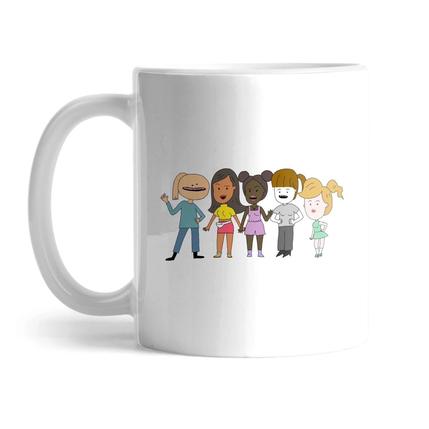 a mug with Helga and her four friends across the front