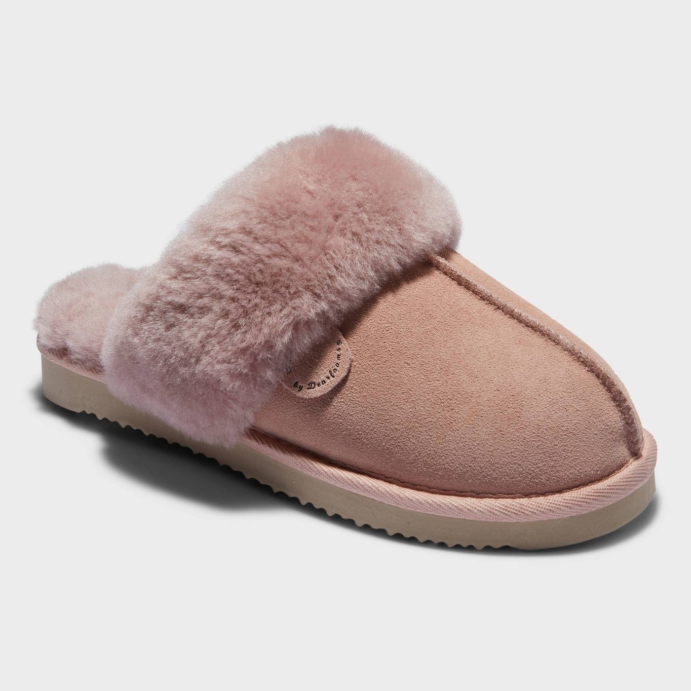 prink shearling scuff slippers with rubber sole