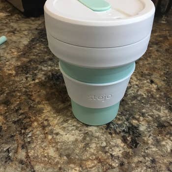 a reviewer photo of the cup fully extended