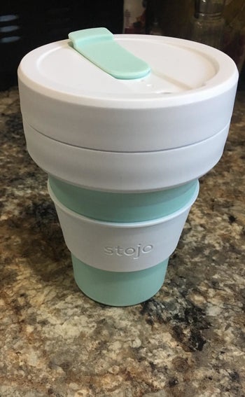 a reviewer photo of the cup fully extended