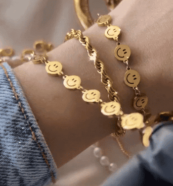 GIF of model placing the bracelet on their wrist