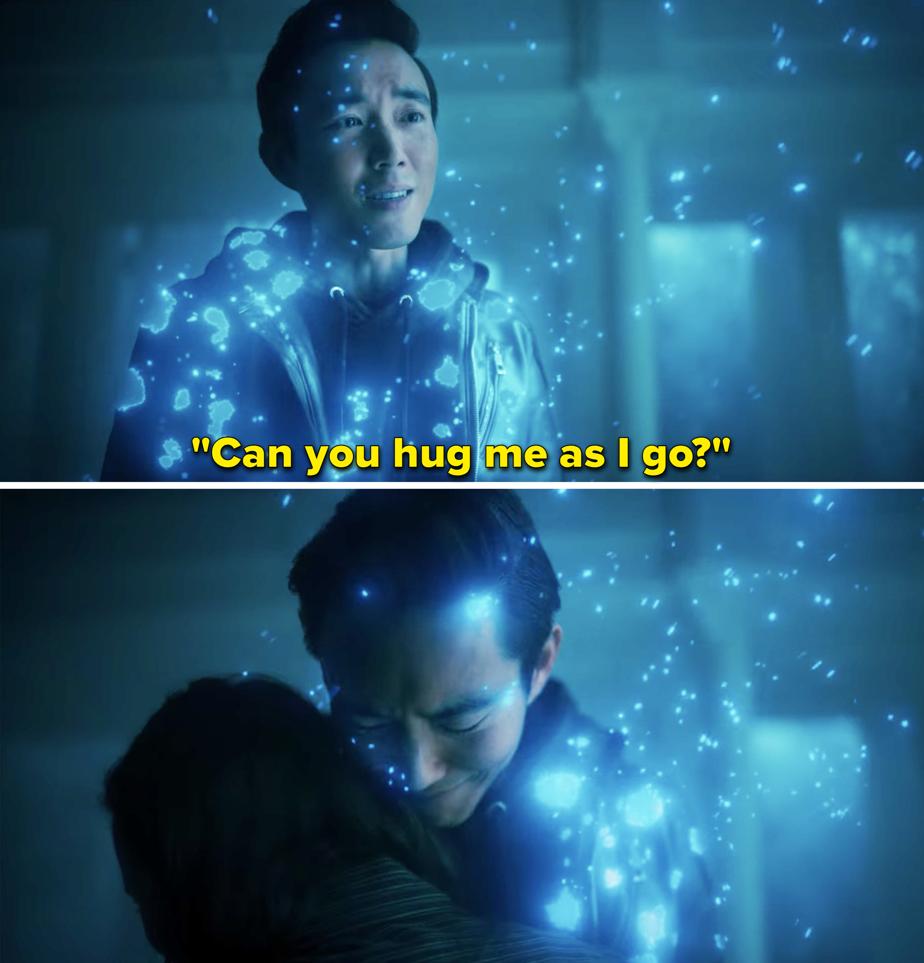 Ben asking Vanya, &quot;Can you hug me as I go?&quot;