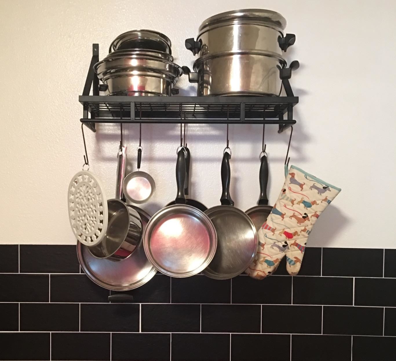 reviewer image of the wall-mounted 24 inch pan rack