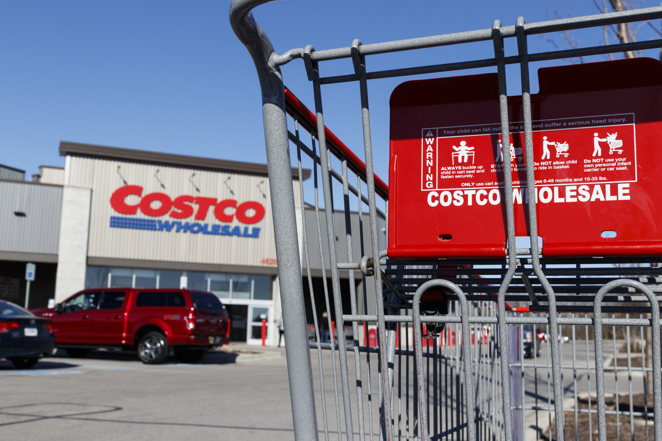 A cart outside of a Costco store.