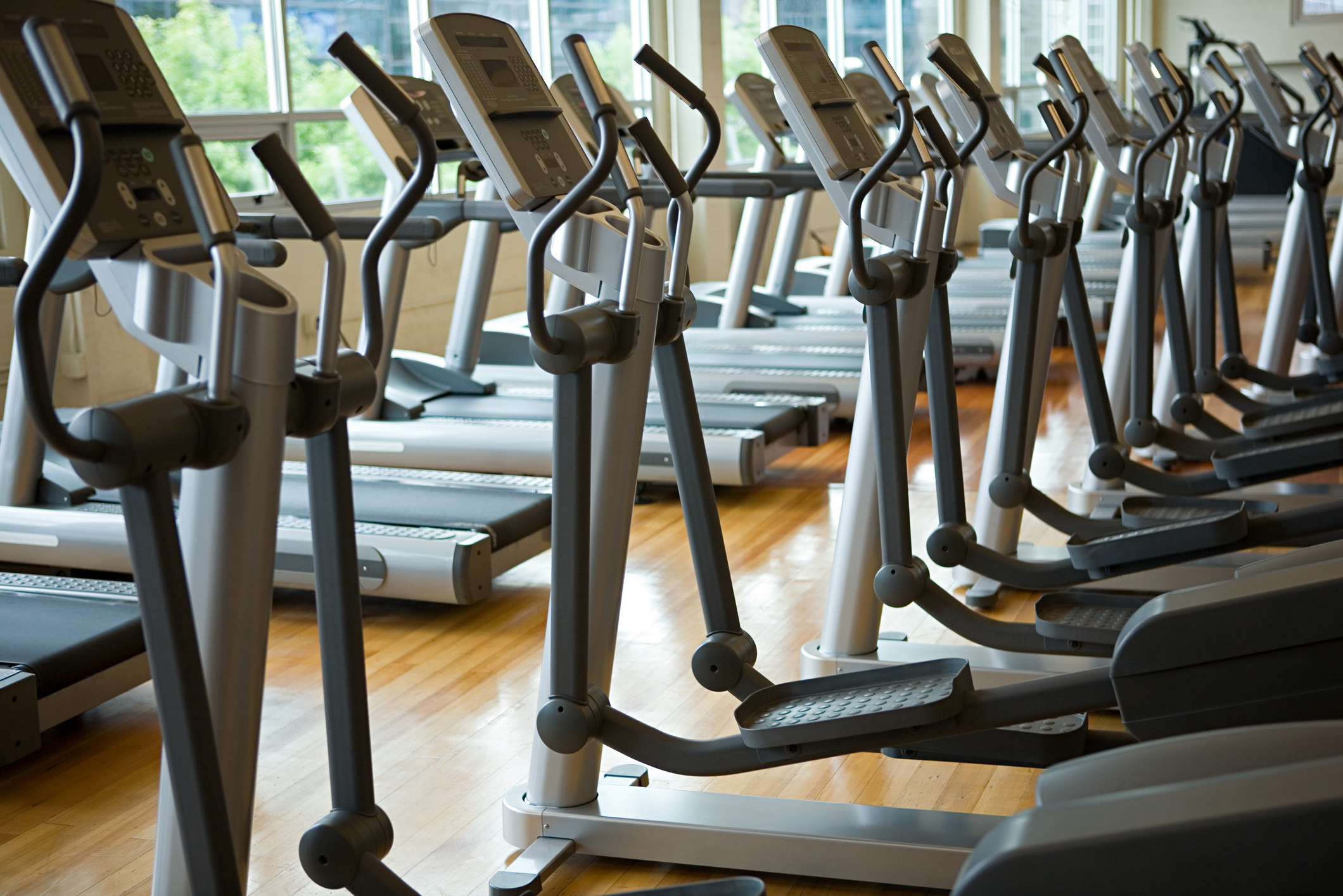 Treadmills in a row.