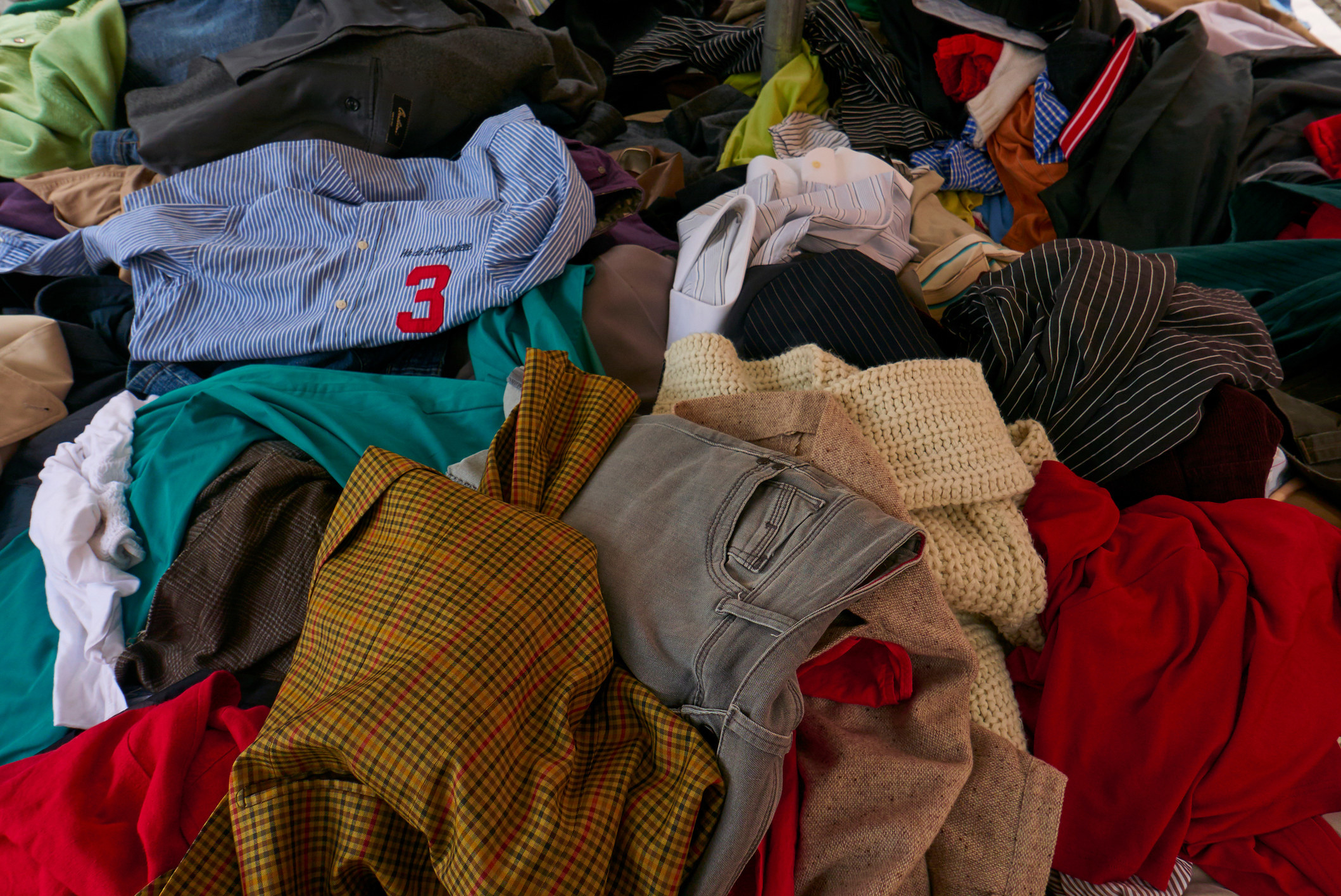 A messy pile of clothing.
