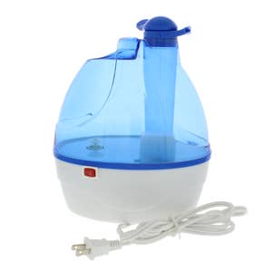 blue portable humidifier and the cord