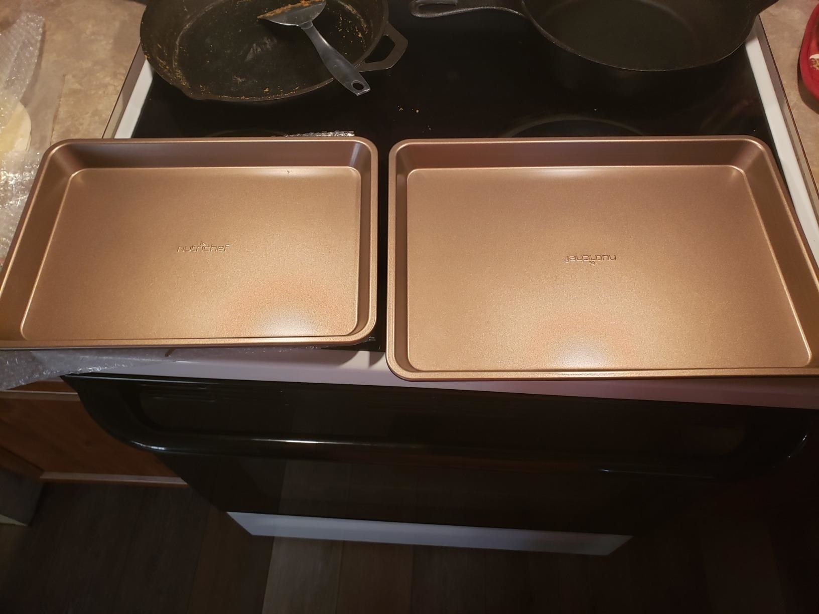 reviewer image of two gold baking pans