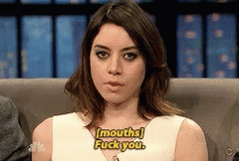 Aubrey Plaza mouthing &quot;Fuck you&quot;