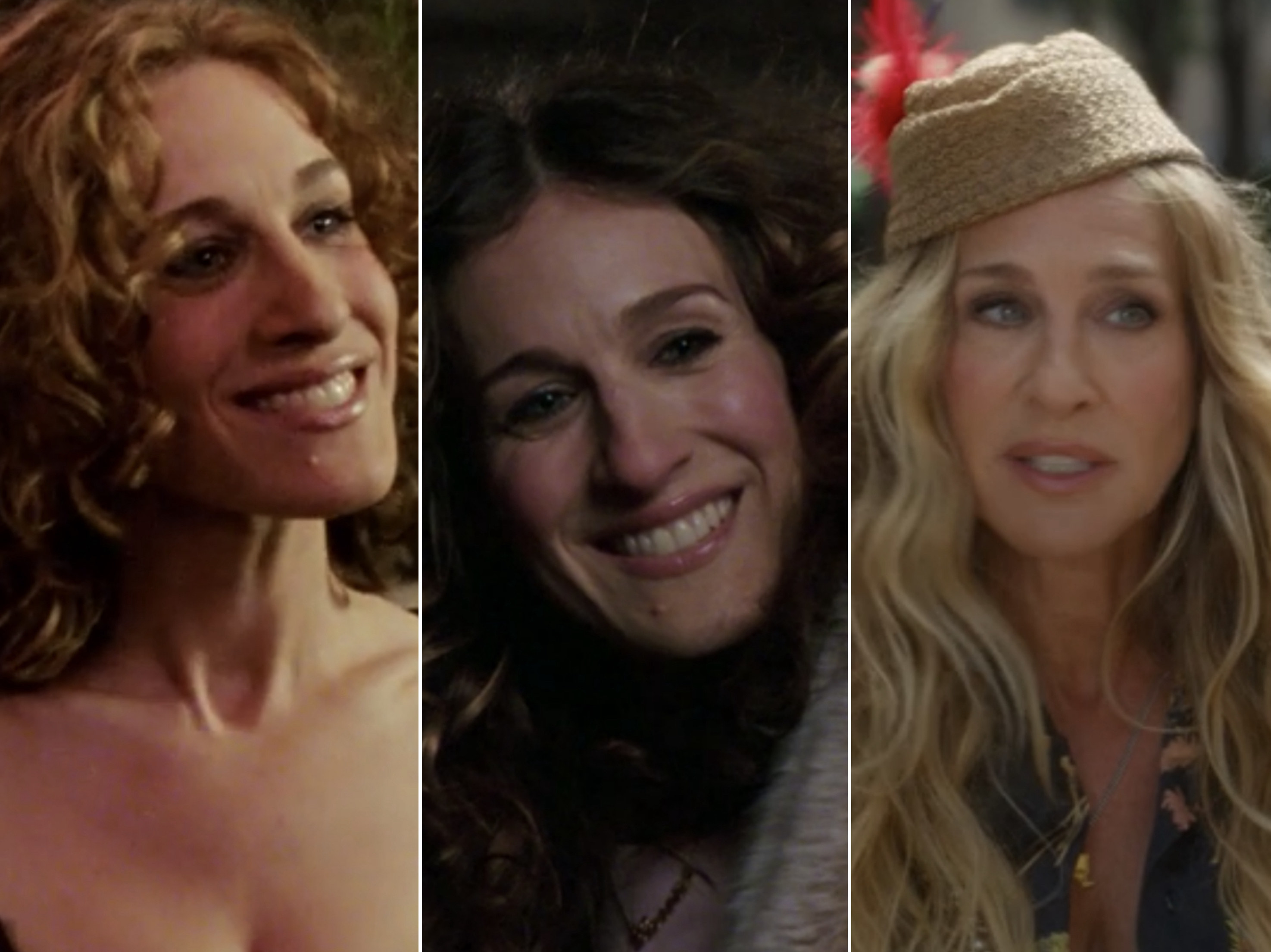 Sarah Jessica Parker in the first vs. last episode of &quot;Sex and the City,&quot; and in &quot;And Just Like That...&quot;