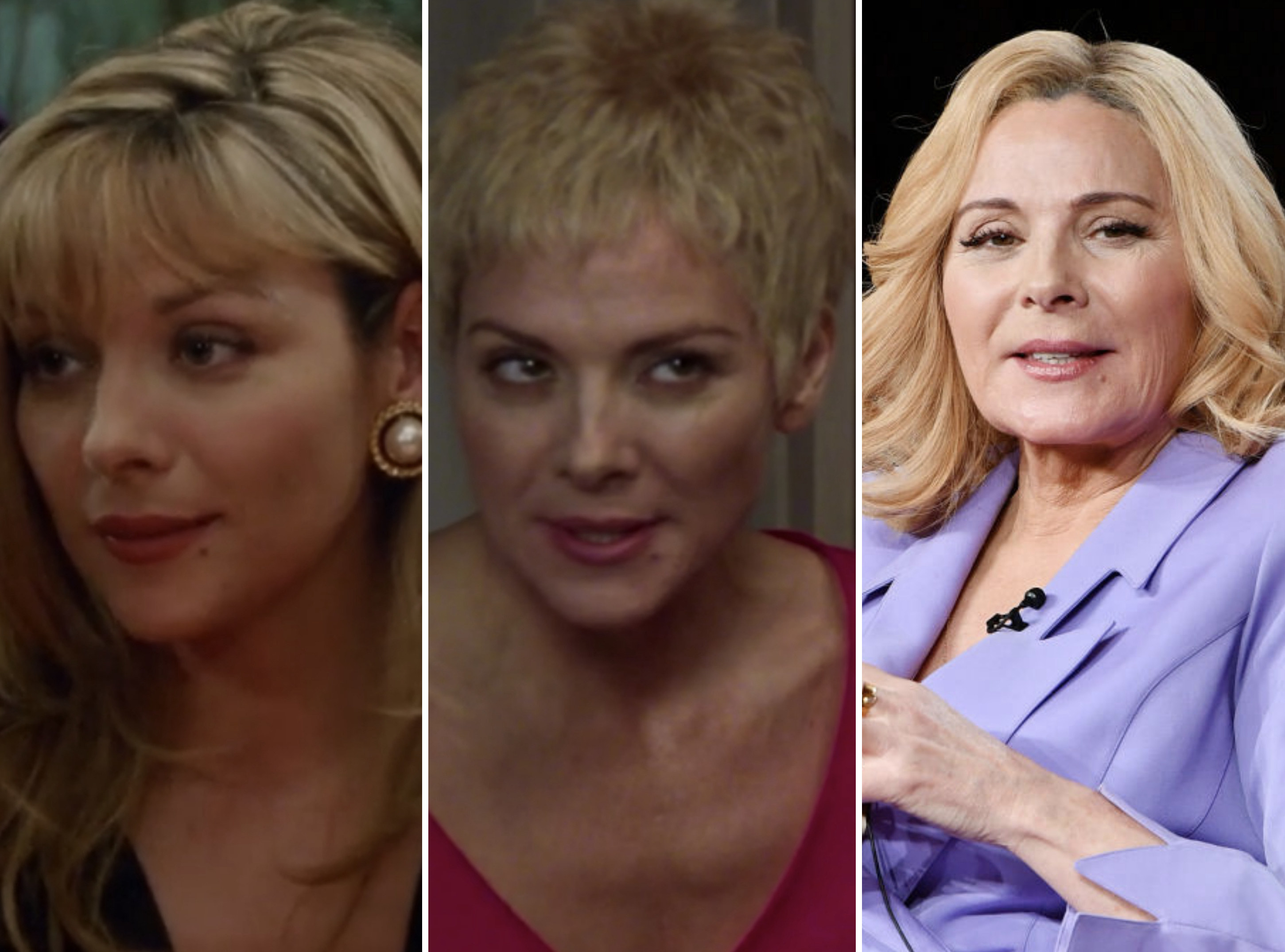 Kim Cattrall in the first vs. last episode of &quot;Sex and the City,&quot; and at a Fox segment in the 2020s